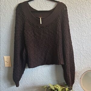 Free People Dark Blue Scoop Neck Sweater